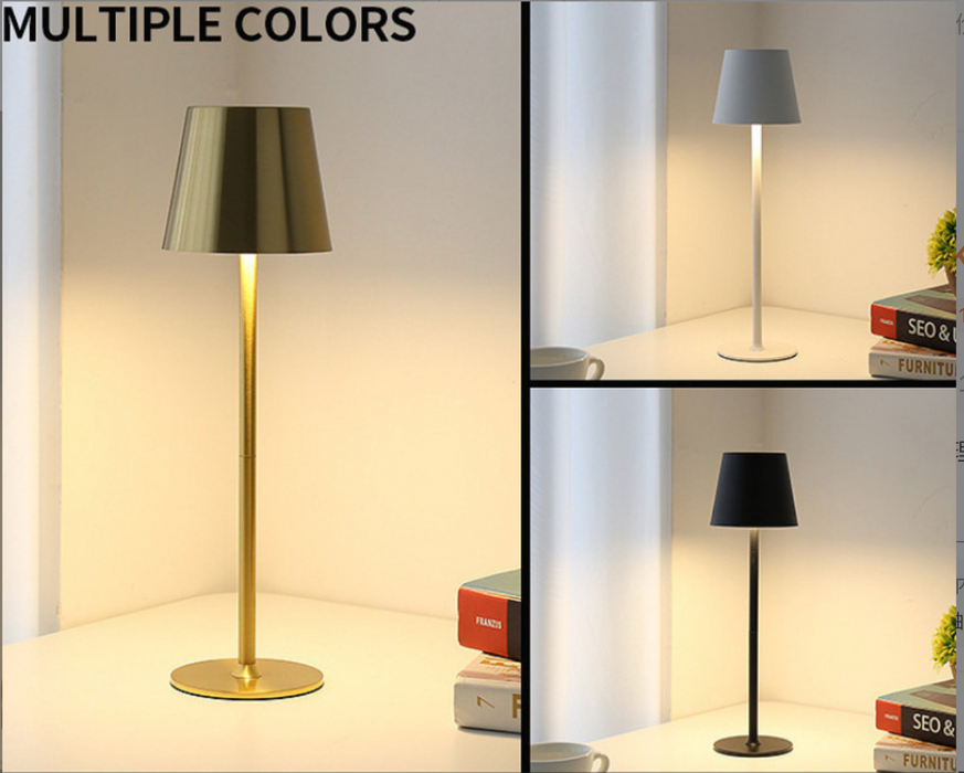 LED genopladelig skrivebordslampe - berøringskontakt bordlamper, 3 farvetilstande, dæmpbar funktion - ideel til soveværelse, stue, bar og middagsdekoration belysning