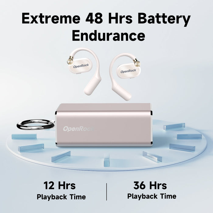 OneOdio OpenRock X - Echte draadloze hoofdtelefoon met open oor Sportoordopjes, Bluetooth 5.3, krachtige bas, 4 microfoon ENC, verbeterde verstelbare siliconen oorhaken, 48 uur speeltijd, zweetbestendig, slimme app, compatibel met iPhone en Android