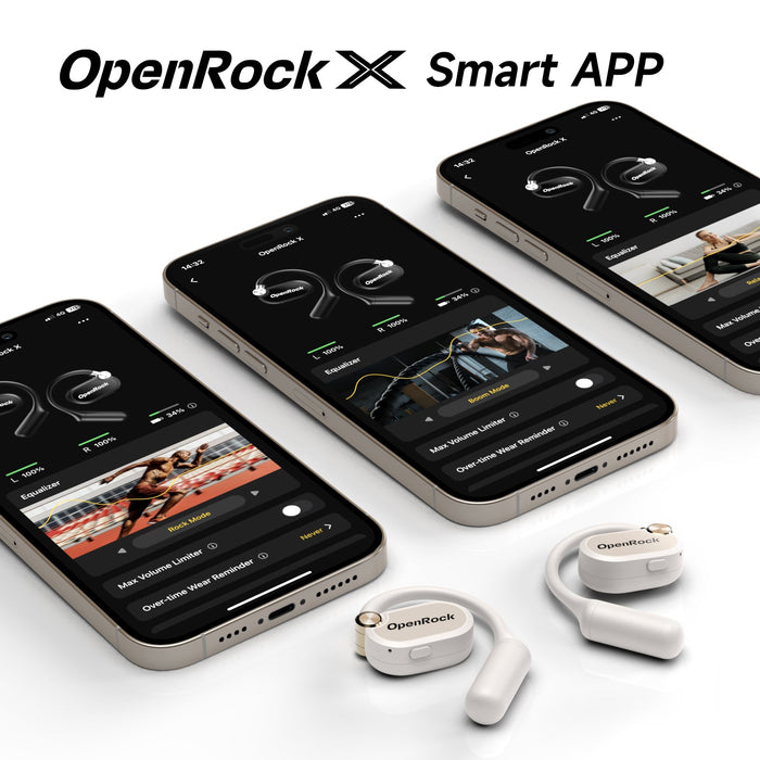 OneOdio OpenRock X - Echte draadloze hoofdtelefoon met open oor Sportoordopjes, Bluetooth 5.3, krachtige bas, 4 microfoon ENC, verbeterde verstelbare siliconen oorhaken, 48 uur speeltijd, zweetbestendig, slimme app, compatibel met iPhone en Android