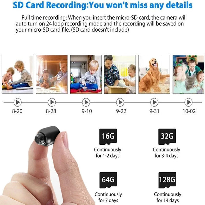 Mini Wifi-camera 1080P - Draadloze bewakingsbeveiliging met nachtzicht, bewegingsdetectie, 160 graden audio-opname, Google Play-compatibel - Perfect voor babybewaking en IP-cambehoeften