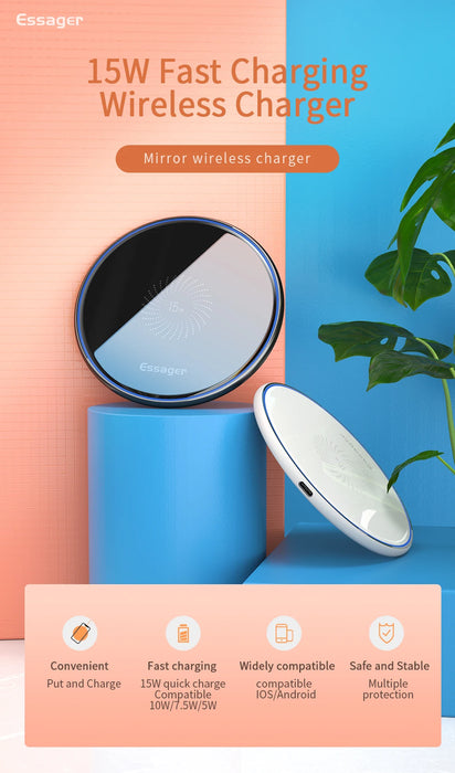 15W Qi Wireless Charging Pad — Fast Charger for iPhone, Samsung & AirPods