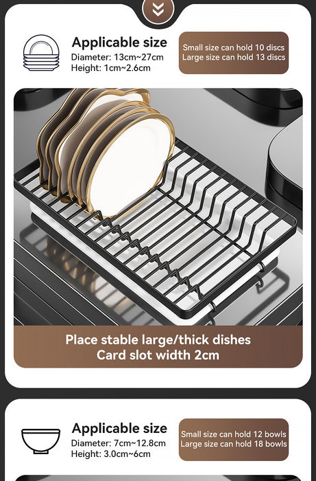 2/3-Tier Stainless Steel Dish Rack with Utensil Holder — Compact Rustproof Countertop Drainer