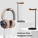 Curved Aluminium Headphone Stand – Sturdy Metal Headset Hanger with Solid Base (Black)