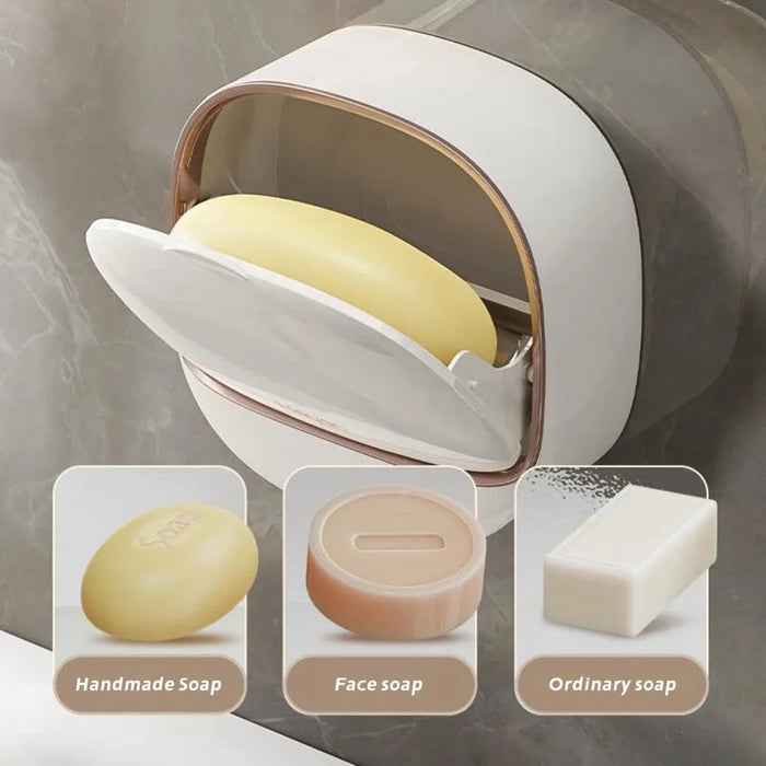 Waterproof Soap Dish – Non-slip, Leak-proof Shower & Sink Soap Holder (Plastic, L)