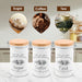 3‑Piece Metal Tea, Coffee & Sugar Canister Set with Bamboo Lids