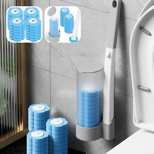Disposable Toilet Brush Kit — Long Handle, Wall-mounted Holder, Replaceable Heads (24 / 72 pcs)