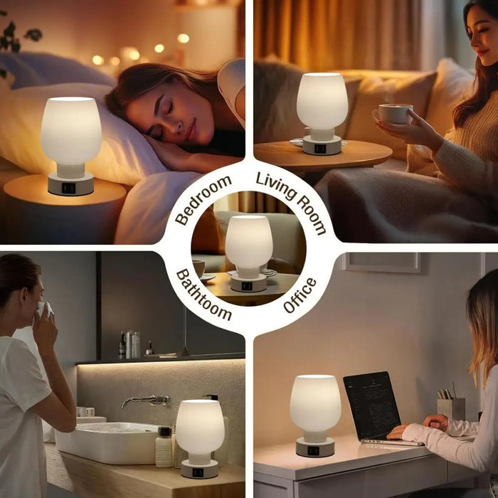 Lampada da scrivania LED moderna con controllo touch - Dimmerabile, senza sfarfallio, paralume in vetro bianco luce notturna - Perfetta per un'illuminazione facile al comodino