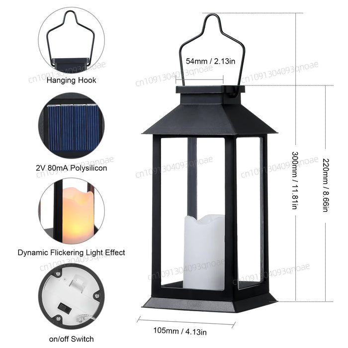 Linterna Solar Neoglint Modelo - Luz de Vela LED Sin Llama para Jardín - Iluminación Decorativa - Perfecta para Eventos al Aire Libre, Fiestas en el Patio Trasero y Decoraciones de Mesas