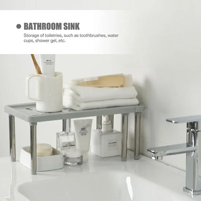 Expandable Cupboard Shelf 36–69cm – Kitchen Cabinet Organiser, White