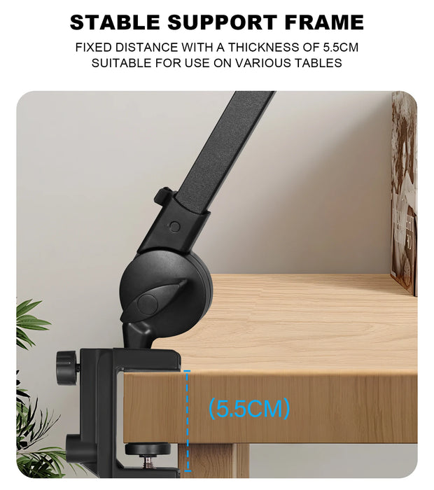 360° Microphone Boom Arm — Adjustable Desktop Mic Stand (Black)