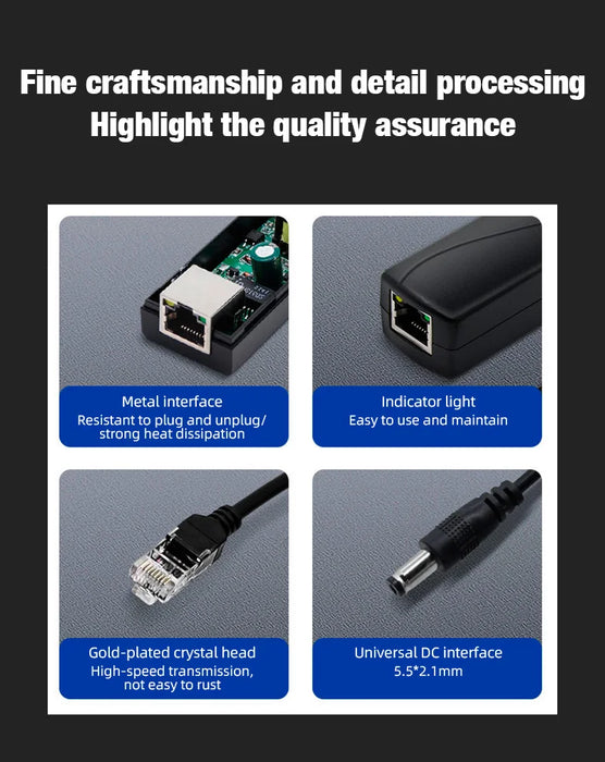 PoE Splitter 48V to 12V DC 1.2A for IP CCTV Cameras – 100 metres