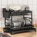 Adjustable 2-Tier Dish Drainer Rack — Plate, Bowl & Cutlery Organiser