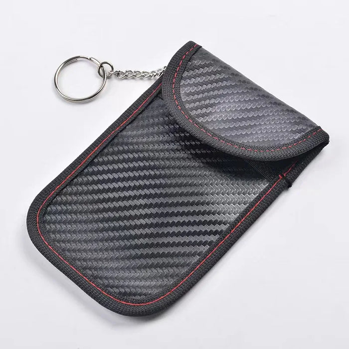 RFID Blocking Car Key Pouch – Carbon Fibre Faraday Fob Case (Black)