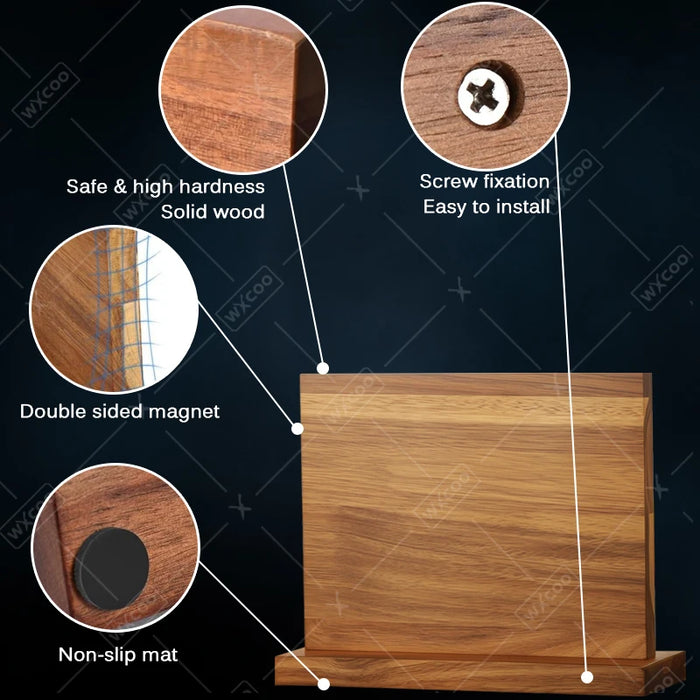 Acacia Wood Universal Knife Block with Removable Bristle Insert