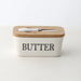 Ceramic Butter & Cheese Storage Box with Bamboo Lid and Knife — 14.8×8.5×6cm