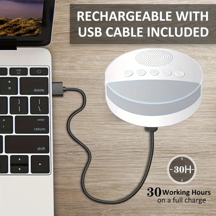 Portable 1200mAh USB Rechargeable White Noise Machine with Night Light & 9 Sounds
