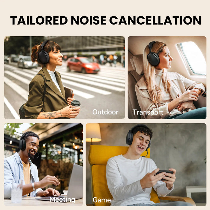 Oneodio SuperEQ A200 - Draadloze Bluetooth 5.4 hoofdtelefoon met hybride actieve ruisonderdrukking en Hi-Res audio - Perfecte over-ear headset met 6-mic AI ENC voor akoestische enthousiastelingen