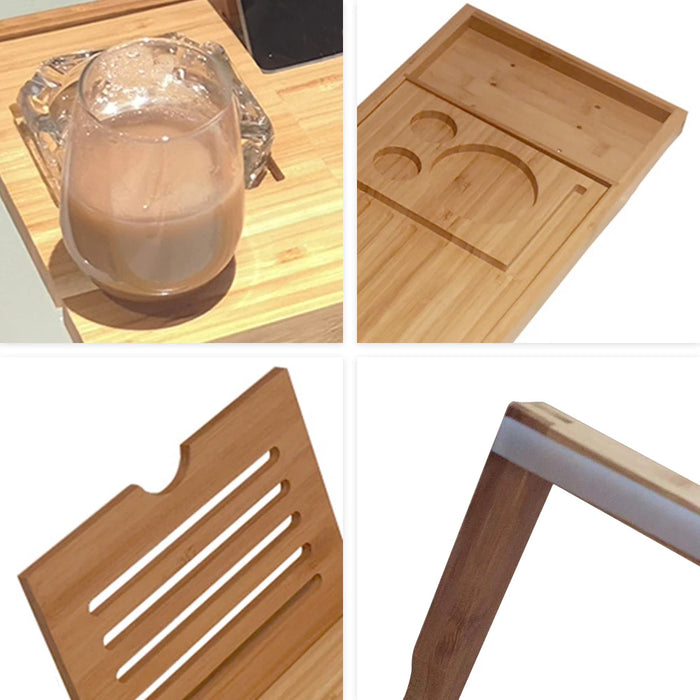Bamboo Bathtub Caddy Tray – Extendable Spa Tray with Book, Wine and Tablet Holder