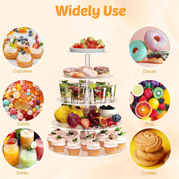 Clear Acrylic Round Cupcake Stand — 3/4/5 Tier Dessert Display for Wedding, Birthday & Christmas