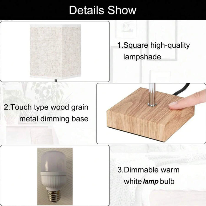 LED skrivebordslampe fra Bedside Lamps - berøringsdæmpbar bordlampe med USB- og Type C-port, hurtig opladning, øjenbeskyttelse - ideel læselampe til studerende og langvarige læsere