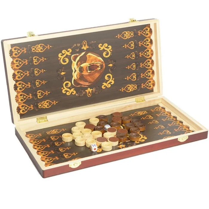 Foldable Wooden Backgammon Set – Portable Board with 30 Pieces (29/39/49cm)