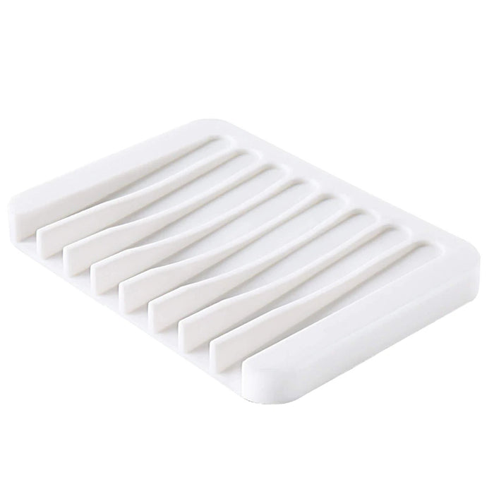 Silicone Self-Draining Soap Dish — Anti-Slip Soap Holder (11.5×8×1cm)