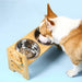 Adjustable Wooden Raised Pet Bowl Stand with 2 Stainless Steel Bowls for Small Dogs & Cats