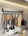 Drill-Free Wall-Mounted Aluminium Hook Rack — 6/8/10 Hook Options