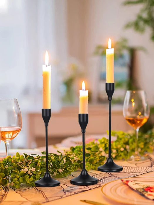 3-Piece European-Style Metal Candlestick Set – Wedding & Table Holders