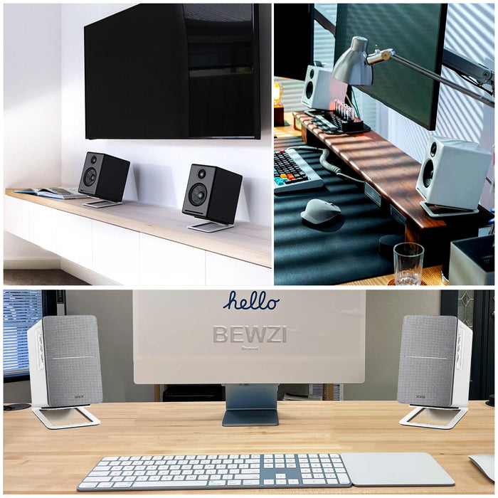 Desktop Speaker Stands — Carbon Steel 2‑Pack for Improved Stereo Sound & Vibration Reduction