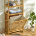 Adjustable Bamboo Laundry Hamper & Bathroom Rack with Pull-Out Shelves