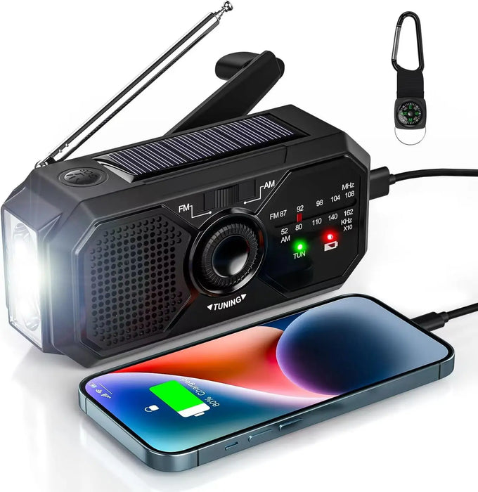 Portable Emergency Dynamo Radio with Crank, Torch & USB Phone Charger