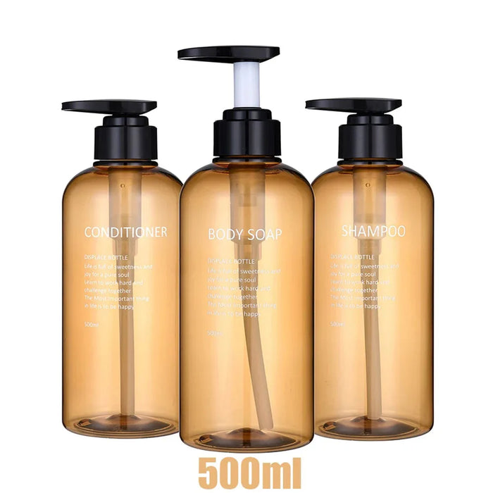 Refillable Pump Dispenser Set for Shampoo, Conditioner & Body Wash — 500 ml (1 or 3 pack)