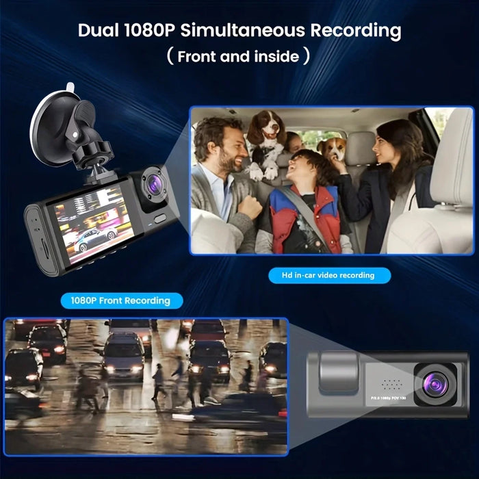 1080P Dual Camera Dash Cam — Front & Interior (2‑ or 3‑camera options)