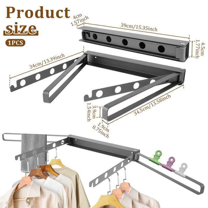 Folding Wall-Mounted Clothes Drying Rack — Retractable, Space-Saving