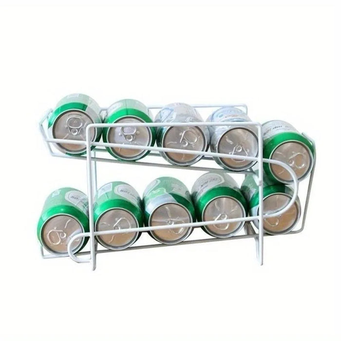 Double-Layer Metal Can Rack — 10-Can Fridge & Pantry Organiser, 35 x 15 x 19cm