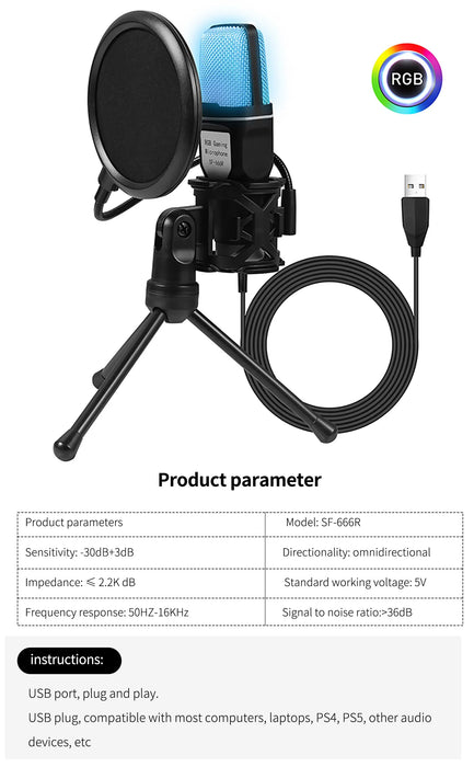 USB Condenser Microphone Kit for PC & Laptop — Desktop Streaming, Podcasting and Gaming