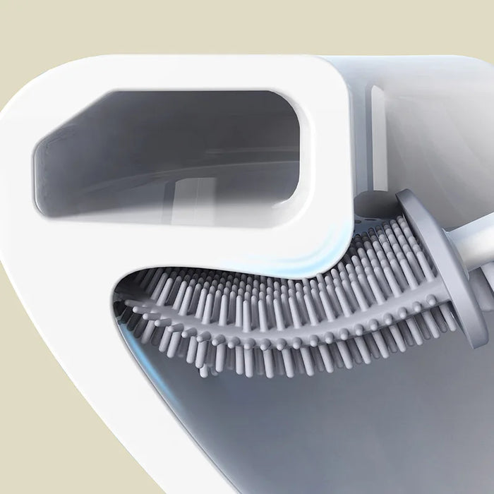 Mini Silicone Toilet Brush — Detachable Pole & Drip-Proof Holder