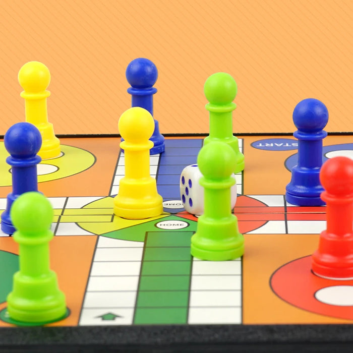 Portable Ludo, Chess & Backgammon Foldable Travel Game Set