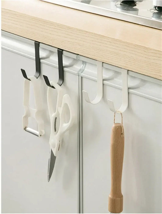 S-shaped Metal Over-Cabinet Door Hooks — Multi-purpose Kitchen & Bathroom Storage