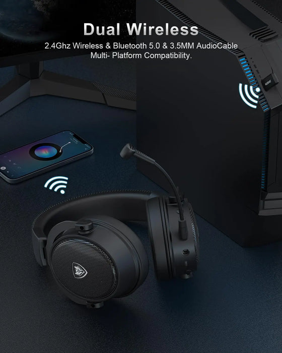 NUBWO® G-serie - Draadloze gamingheadset met 2,4 GHz en Bluetooth 5.3-technologie, ruisonderdrukkende microfoon en stereogeluid - Compatibel met PS5 / PS4 / PC / Computer / Telefoon / XBOX / Switch