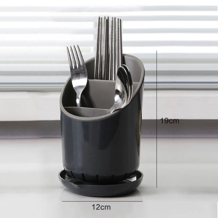 Chopstick Holder with Drain Tray — Tableware Storage Rack, Plastic Kitchen Organiser