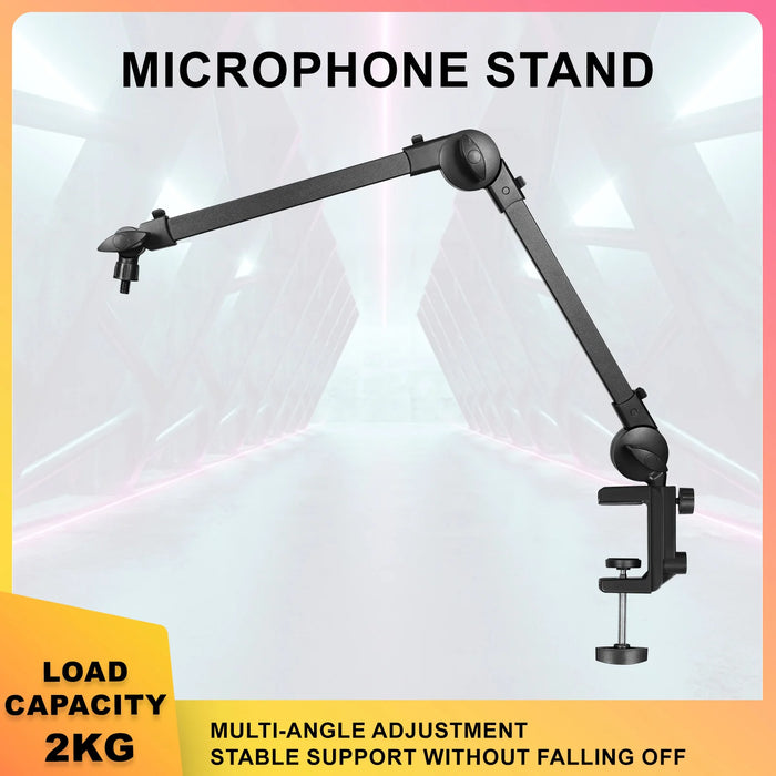 360° Microphone Boom Arm — Adjustable Desktop Mic Stand (Black)