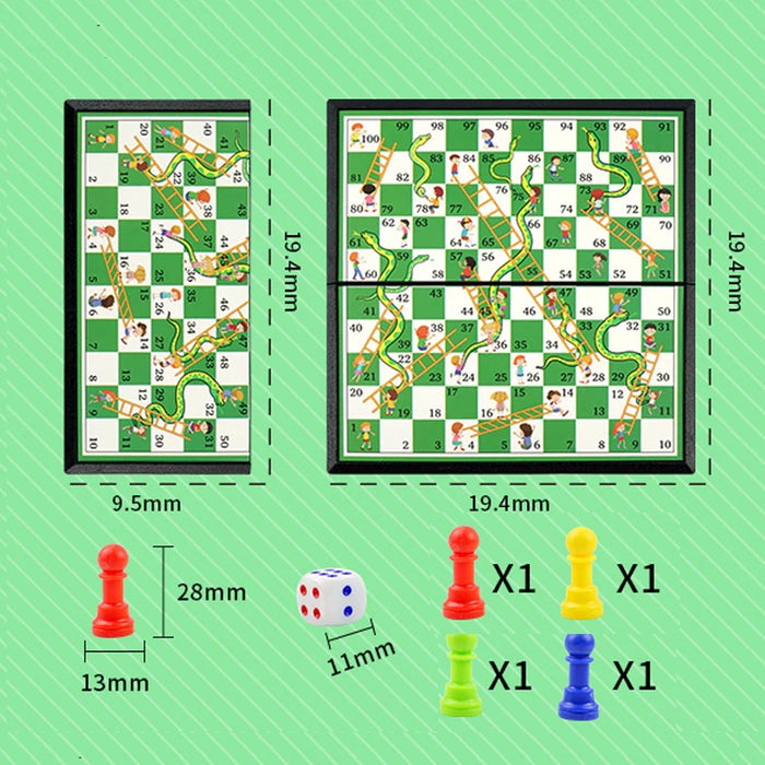 Portable Ludo, Chess & Backgammon Foldable Travel Game Set