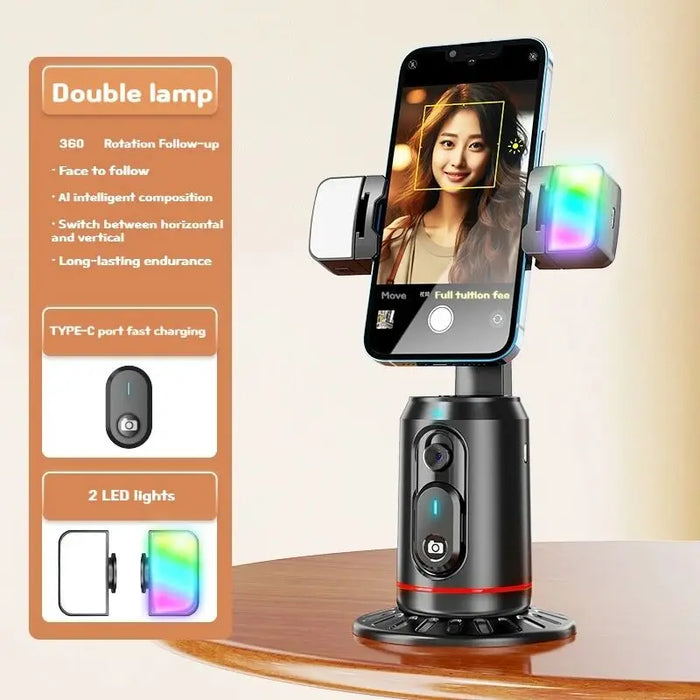 360° Follow-Tracking Phone Gimbal with Remote and Desktop Monopod