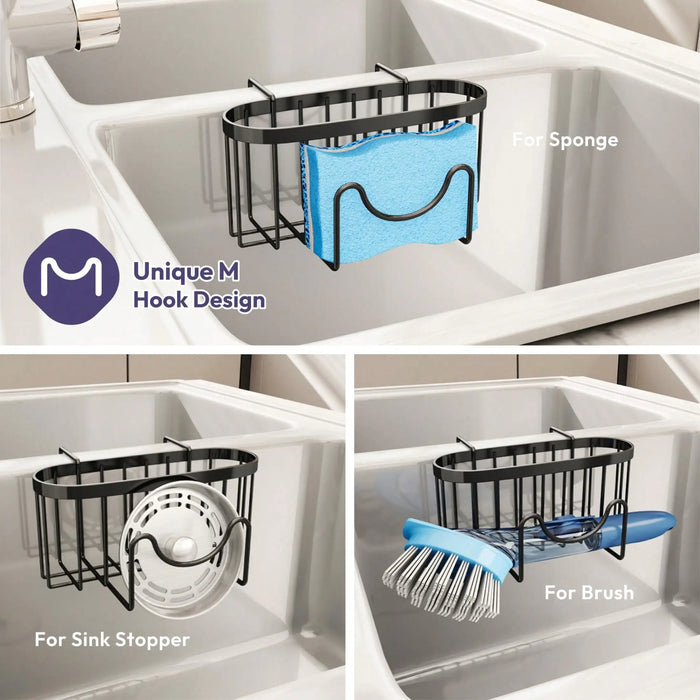 Multifunctional M‑Shaped Sponge Holder — Kitchen Sink Caddy Organizer, Rustproof Iron Sponge Caddy