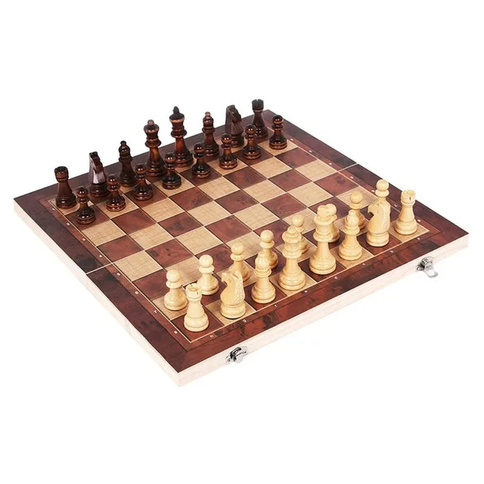3-in-1 Board Game Set – Chess, Checkers & Backgammon with Dice