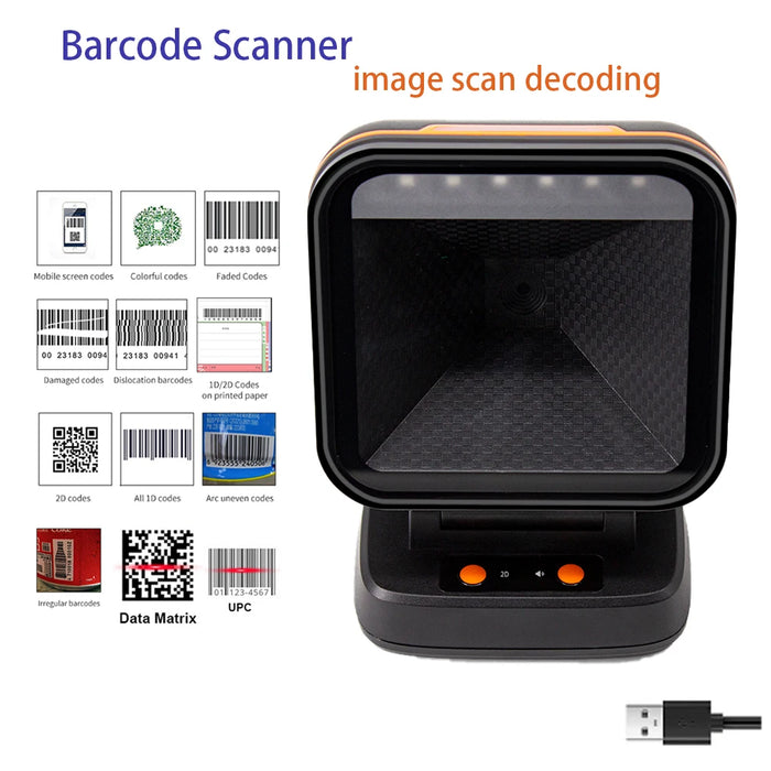 TD-X1-1100 Desktop Hands-free 1D/2D Barcode Scanner — Flat, High-speed Reader