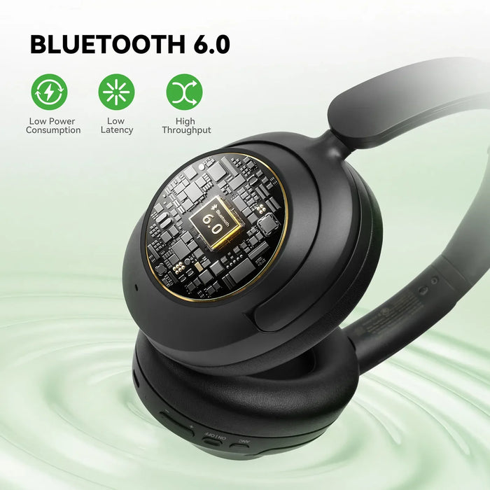 Focus A6 - Bezprzewodowe słuchawki Bluetooth 6.0 z aktywną redukcją hałasu 48dB, nauszne, dźwięk wysokiej rozdzielczości, LDAC, wbudowany mikrofon, sterowanie przez aplikację - idealne do dojazdów, pracy, podróży i dla miłośników głębokiej muzyki