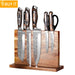 Double‑Sided Magnetic Knife Block with Acrylic Shield — Acacia Wood